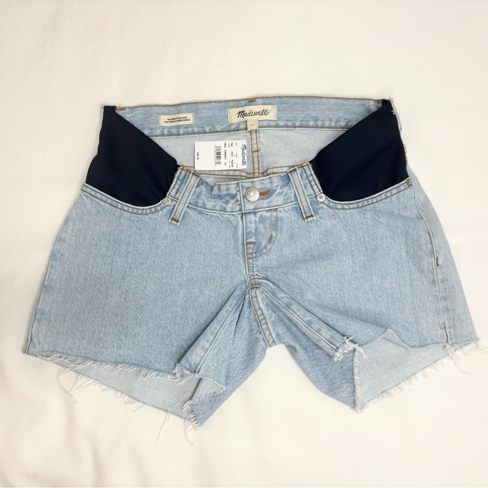 NWT $98 Madewell Women's Maternity Relaxed Mid-length Denim Shorts, Size 23 - Picture 11 of 14